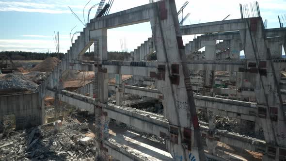 Demolished Part of Lithuania National Stadium in Vilnius in Late April Month During Reconstruction