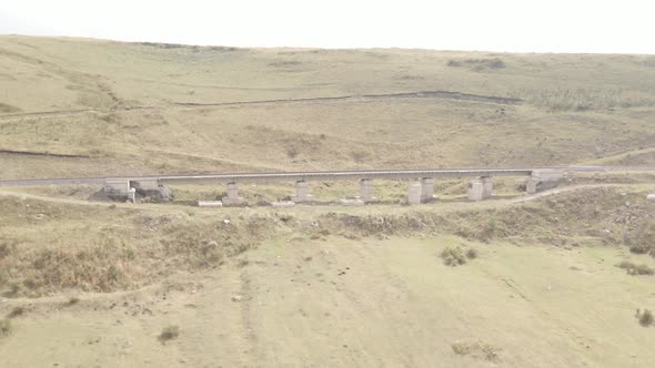 Aerial view of empty Railway bridge in Samtskhe-Javakheti region, Georgia.