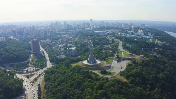 Aerial View of the Mother Motherland Monument in Kiev