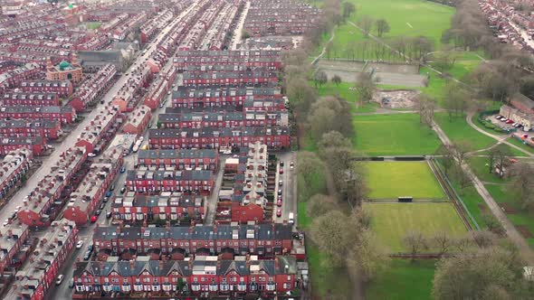 Aerial photo of the village of Beeston in Leeds West Yorkshire