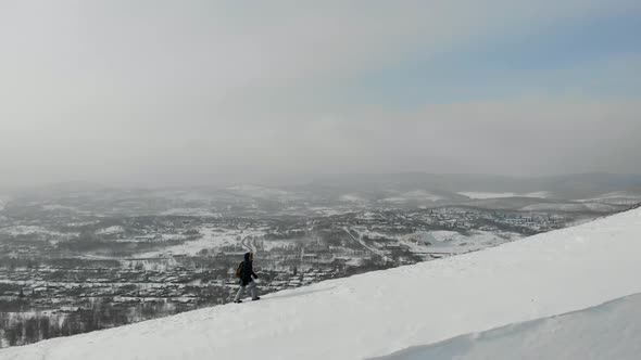 Aerial View of Mountain Path That Woman is Walking Up