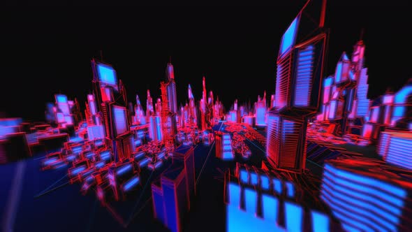 4K Glowing  Neons Cityscape