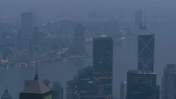 The Famous View of Hong Kong From Victoria Peak Night To Day Timelapse