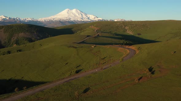 Aerial view of the  mountain peak  Elbrus