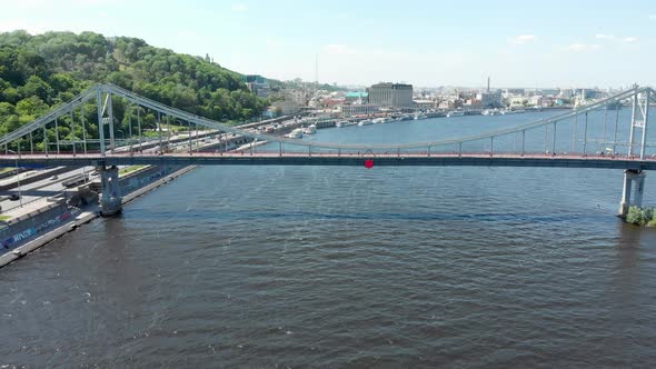 pedestrian bridge aerial view Kyiv kiev Ukraine