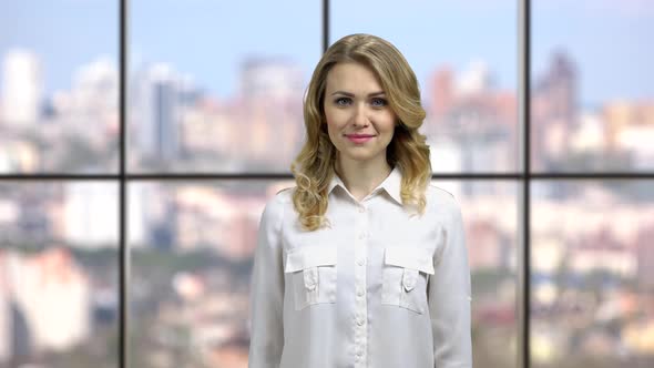 Young Beautiful Caucasian Woman Front View