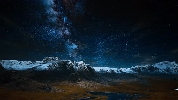 Himalaya Mountain with Star in Night Time