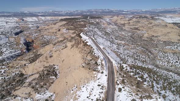 Aerial view of The Hogsback on HWY 12 in Escalante Utah