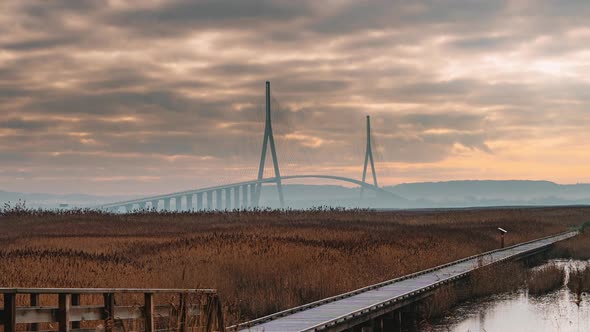 Pont de Normandie, France, Timelapse  - The Pont de Normandie cable-stayed road bridge