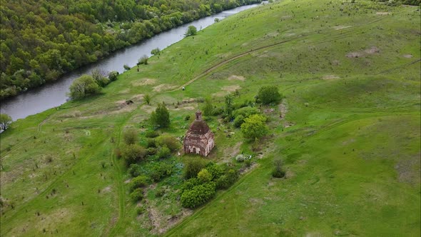 Flight Over the Ancient Ruined Temple