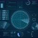 Blue color sonar radar screen with futuristic HUD technology interface abstract background - VideoHive Item for Sale