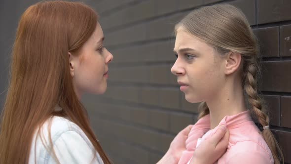 Young Female Bullying Scared Teenager, Physical and Emotional Abuse, Aggression