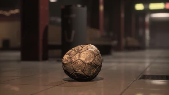 Old Soccer Ball in Empty Subway alt