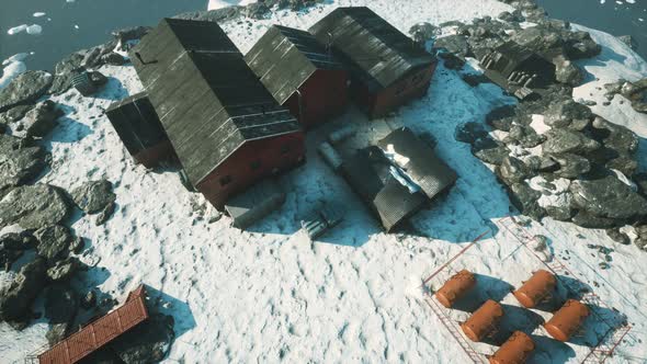Arial View of Antarctic Base and Scientific Research Station