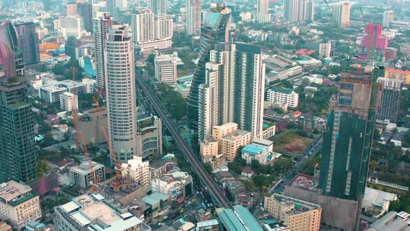 Bangkok Aerial View, Above Sukhumvit and Thonglor District in Thailand