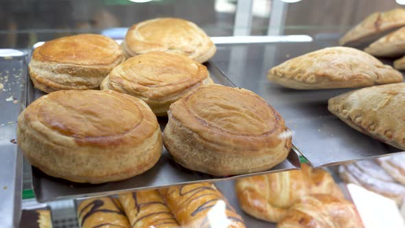 Bakery exposed in a cateria of Salamanca, breakfast to gain strength before sightseeing