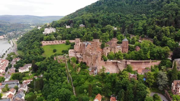 Aerial View of Heidelberger Schloss castle, Germany.