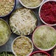 Top View of Various Kinds Microgreens Sprouts in Colorful Bowls - VideoHive Item for Sale