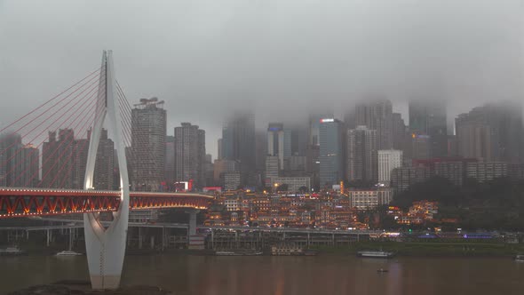 Hongyadong on Jialing Bank Near Qiansimen in China Timelapse