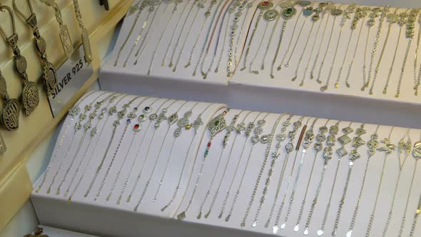 Jewelry Made of Silver on the Shop Window