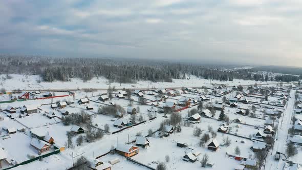 Aerial View of the Village in Winter