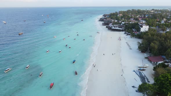 Aerial View of the Beach on Zanzibar Island Tanzania