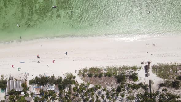 Aerial View of the Beach on Zanzibar Island Tanzania Slow Motion