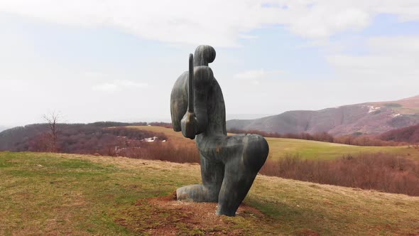 Giant Soldier Statue Monument In Didgori, Georgia