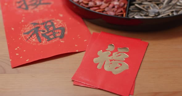 Red Chinese Calligraphy Words Mean Luck 