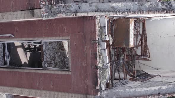 Vertical Video of a Makariv Ukraine a Building Destroyed By the War