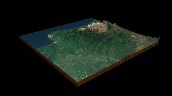 Sierra Nevada de Santa Marta National Natural Park terrain map 3D render 360 degrees loop animation
