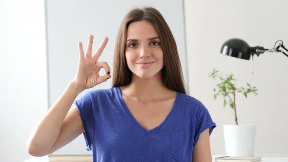 Beautiful Woman Gesturing Okay Sign