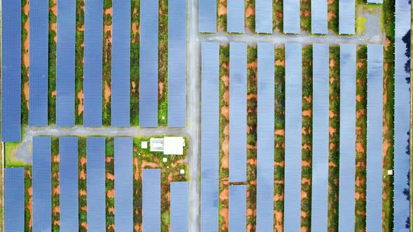 Top view of a solar power station. drone footage. 4k