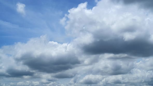Blue sky with fluffy cloud time lapse on a sunny day 4k footage.