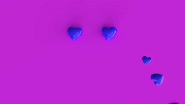 Falling Blue Hearts Forming a Smiling Emoticon on a Pink Background