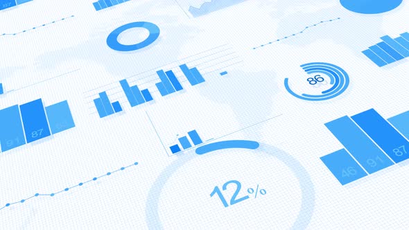 Business Information Digital Display With Stock Market Charts.