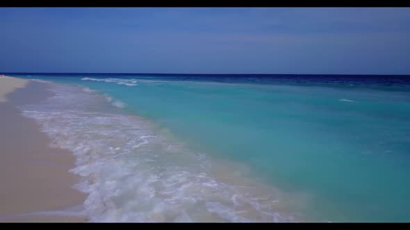 Aerial drone view tourism of beautiful sea view beach time by turquoise ocean with white sandy backg