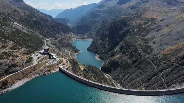 Aerial View of Kolnbrein Dam in Carinthia, Austria.