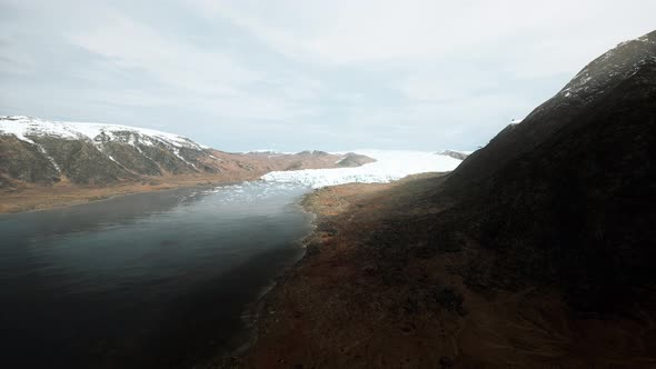 Big Glacier in Mountains in Alaska at Summer