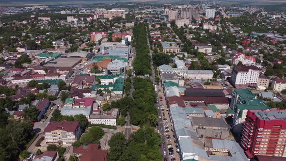 A Street with a Square Among the Roads in Stavropol