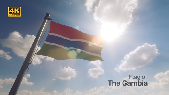 Gambia Flag on a Flagpole V2 - 4K