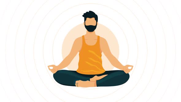 Yoga Young Man Meditation Cartoon Animation