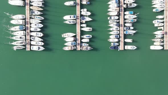 Straight Down View of Port with Boats Evenly Aligned in Mallorca