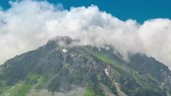 View of High Peak Mountain in Komovi with Clouds Montenegro