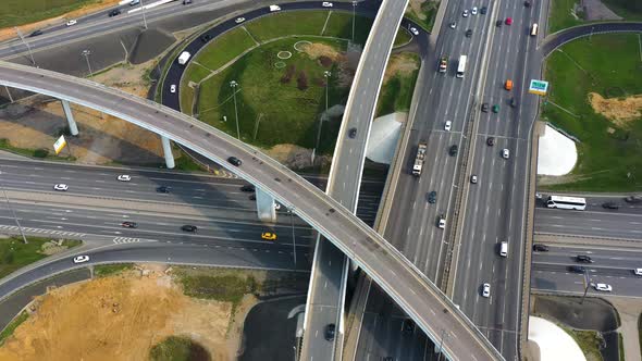 Freeway Intersection Traffic Trails in Moscow