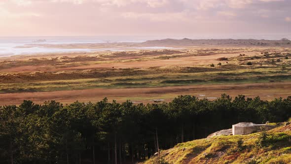 Tobruk pit Atlantic wall Terschelling island west view on Vlieland island ZOOM IN