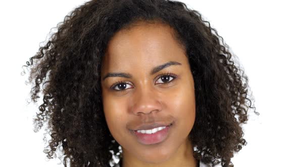 Close Up of Young Black Girl Face White Background