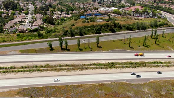Aerial View of Highway with Vehicle Movement. California, USA. alt