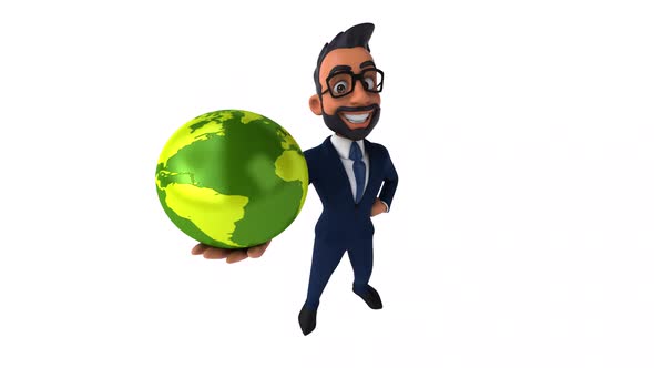 Fun 3D cartoon animation of an indian businessman