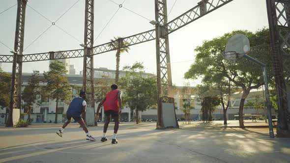 street basketball game outdoor.